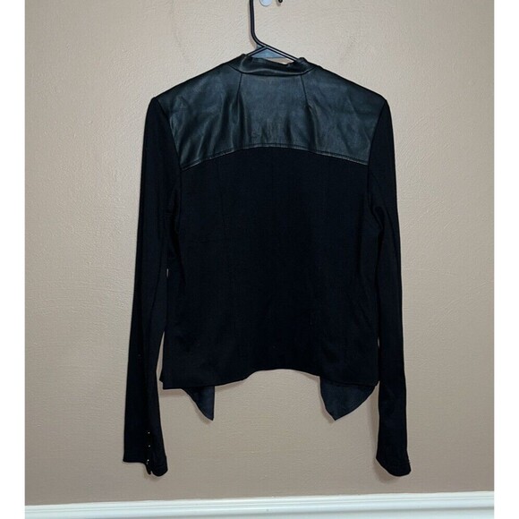 Women’s Kut from the Kloth black faux leather open front moto jacket casual fall - Picture 3 of 8